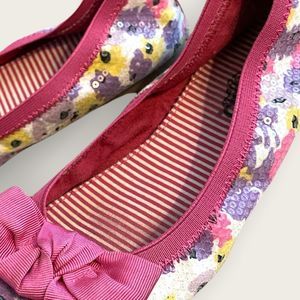 3 ❤️ $30 Bongo Girls sequin flower slip on shoes pink bow size little girl 2